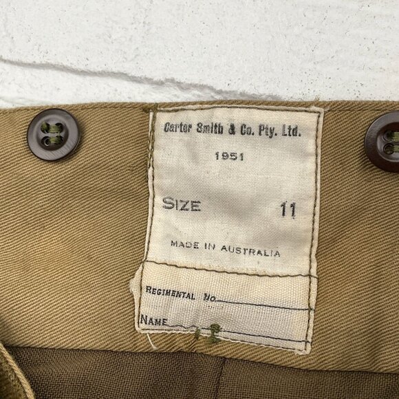 Carter Smith Co‎ Pants 11 Brown Cargo Wool Austrailian 1951 Military Deadstock - Picture 7 of 14